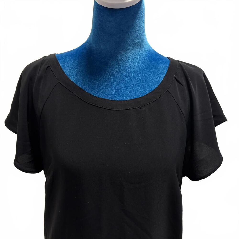 Abercrombie & Fitch Silky Black V-Back Dress Flutter Sleeve - Picture 3 of 8